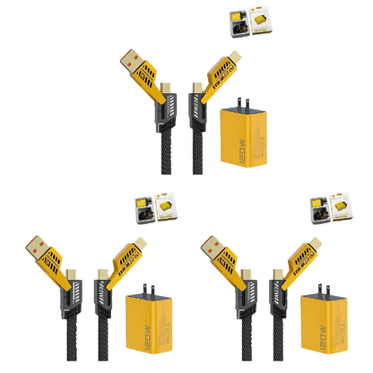 120W Dual USB & Dual Type-C Fast Charger - 3 sets, US Plug