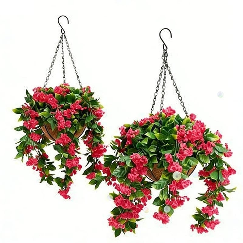 Faux Crepe Myrtle Hanging Baskets - red(1pc)