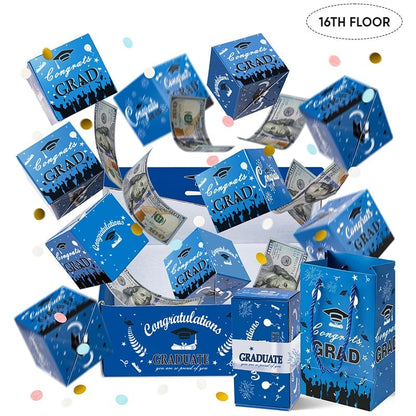 Graduation Pop Up Gift Box - Blue, 16 Layers