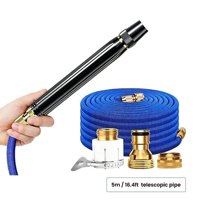 🔥Heavy Duty Adjustable Twist Hose Nozzle Jet Sweeper Nozzle - Adjustable Metal Nozzle Garden Hose Sprinkler + 5m / 16.4ft Telescopic Pipe