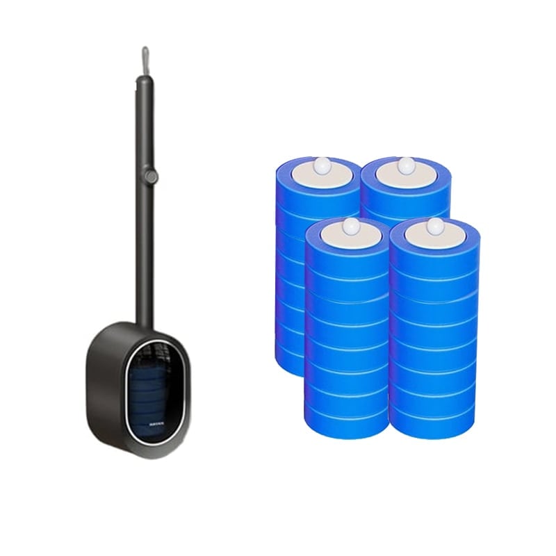 Hands-Free Flip-Top Disposable Toilet Brush - New Grey Opaque Flip-Top Toilet Brush+32 Replacement Heads