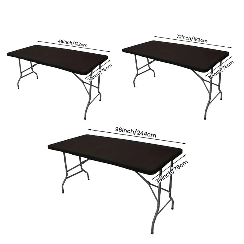 Elastic Fitted Tablecloth - Black - Set (Small + Medium + Large)