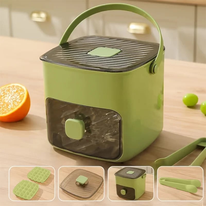 Handled Press-Type Ice Cube Tray (Double-Layer) - 🟩🧊Green