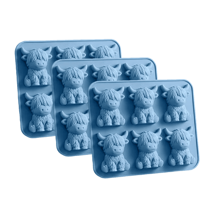 Highland Cow Silicone Ice Cube Tray - Fluffy Cow (6-Cavity)* 3 PCS