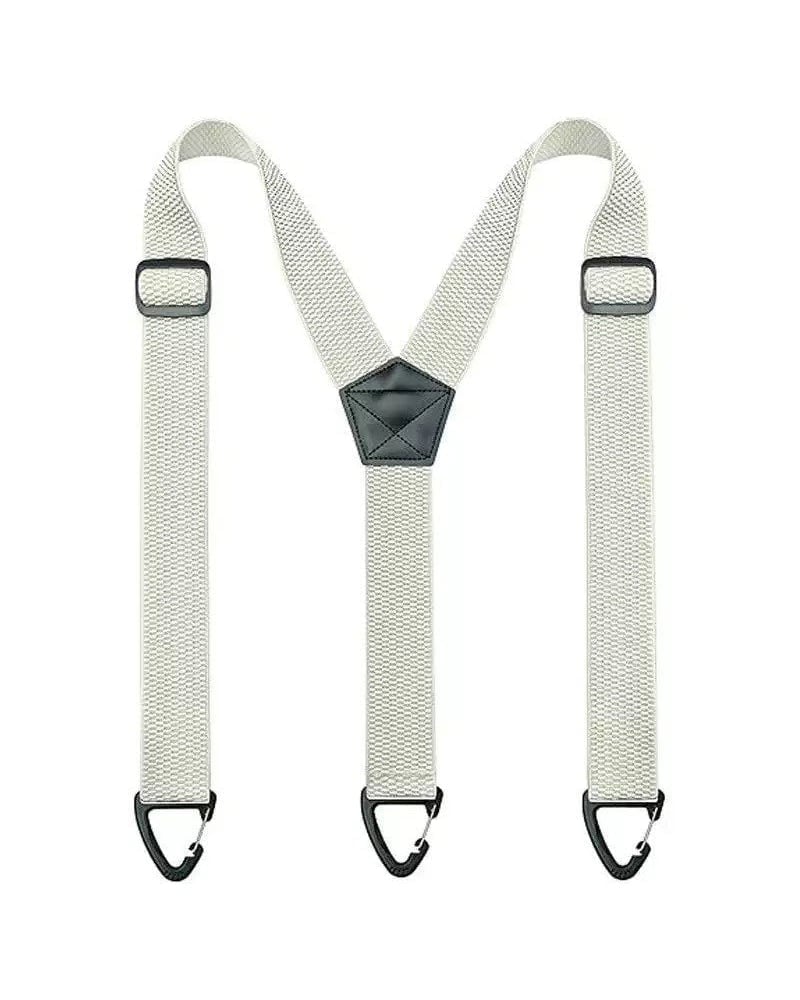 👔 4 Clip Adjustable Suspenders for Men - White Y-Shaped