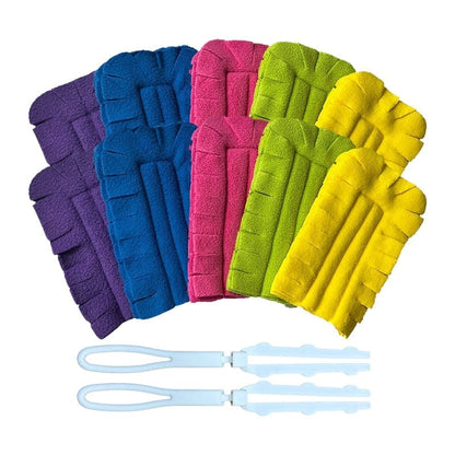 Reusable Chenille Microfiber Dust Duster - 2 Handles + 10 Refills