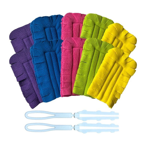 Reusable Chenille Microfiber Dust Duster - 2 Handles + 10 Refills