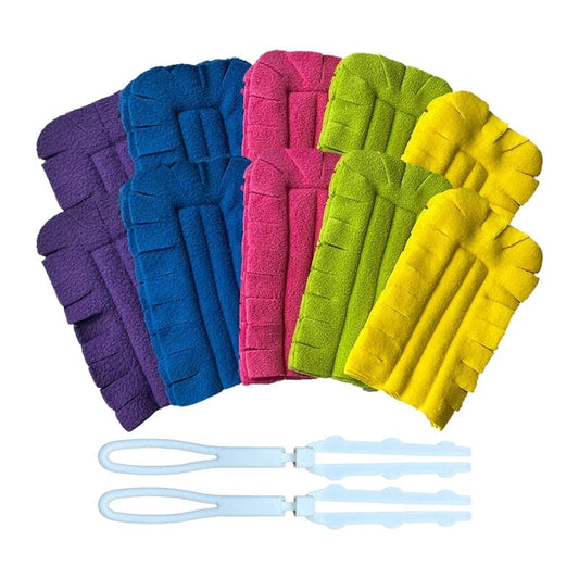 Reusable Chenille Microfiber Dust Duster - 2 Handles + 10 Refills