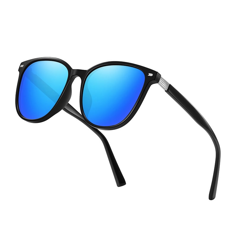 Big Style Polarized Sunglasses - Black Frame / Blue Lens
