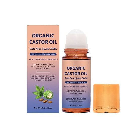 Organic Golden Castor Oil Roll-On with Rose Quartz - 1 PC