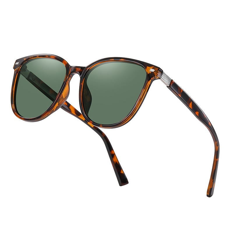 Big Style Polarized Sunglasses - Tortoise Shell Frame / Olive Green Lens